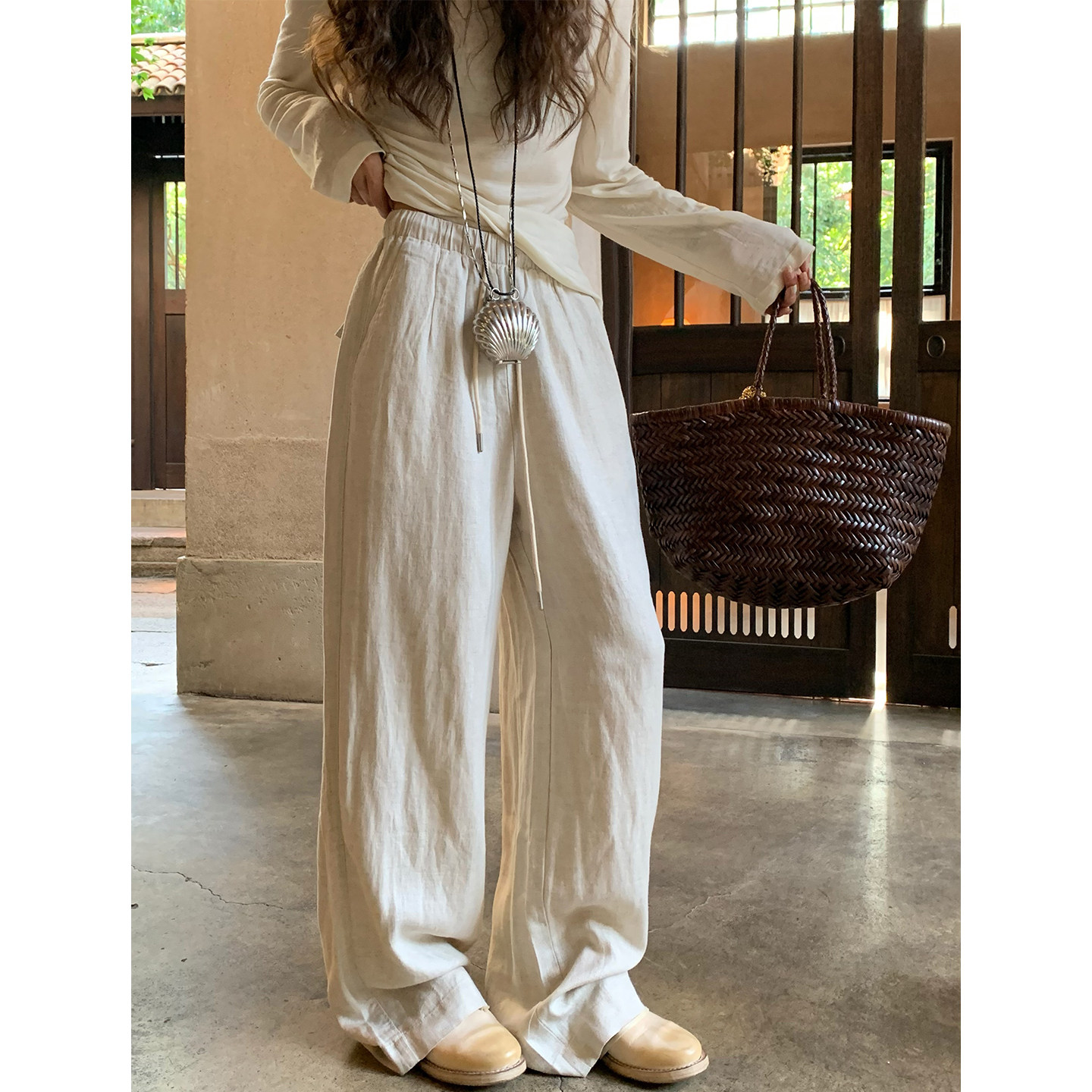 留下 1992 夏季新品宽松透气亚麻直筒裤女百搭显瘦高腰休闲阔腿裤,女装/女士精品,休闲裤,淘宝优惠券,粉丝福利购,淘宝优惠卷