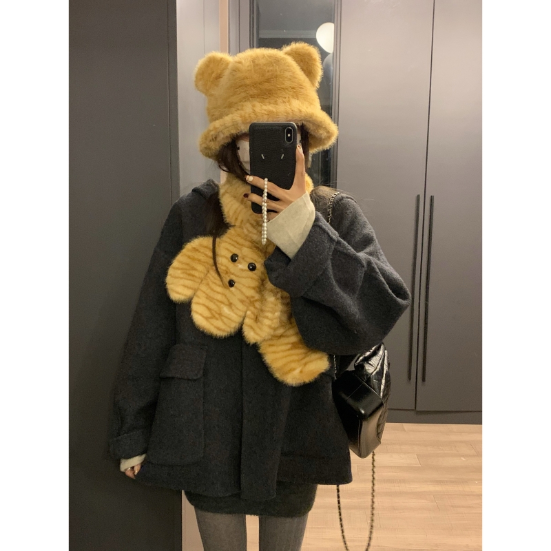 羊绒双面常规百搭慵懒短款上衣女