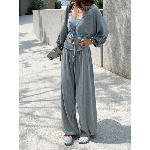 夏季云感软糯针织垂感束脚裤女