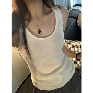 打底上衣 留下 1992 敲舒服软糯针织背心女内搭新款 无袖