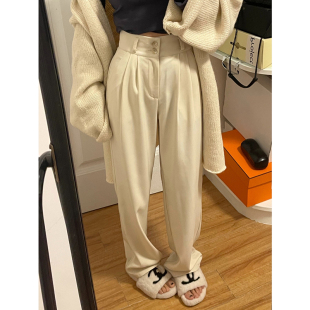 显瘦休闲拖地裤 女宽松垂感直筒裤 女 时髦雅痞春夏阔腿裤 留下1992