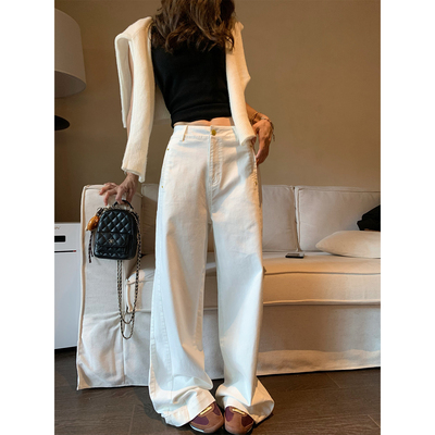 秋冬百搭显瘦白色直筒裤女