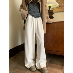 女休闲直筒裤 留下 百搭宽松慵懒风阔腿裤 秋冬加厚垂感牛乳裤 1992