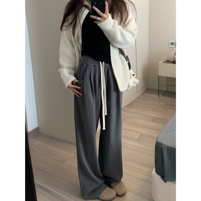 自然腰百搭拖地裤休闲裤
