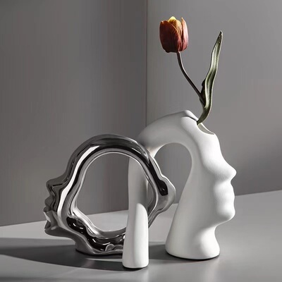 花瓶高级感轻奢高档摆件客厅插花创意艺术电视柜玄关中古风装饰品