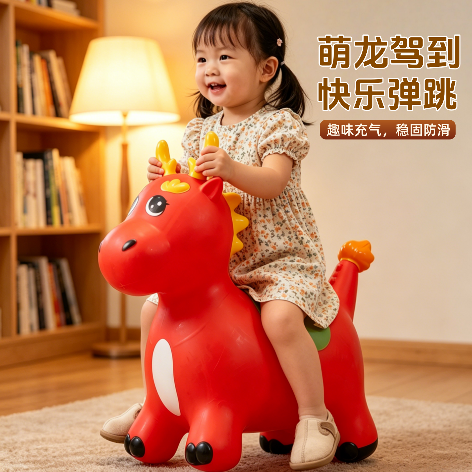 萌龙充气跳跳玩具宝宝骑乘恐龙造型趣味弹跳稳固防滑益智玩具