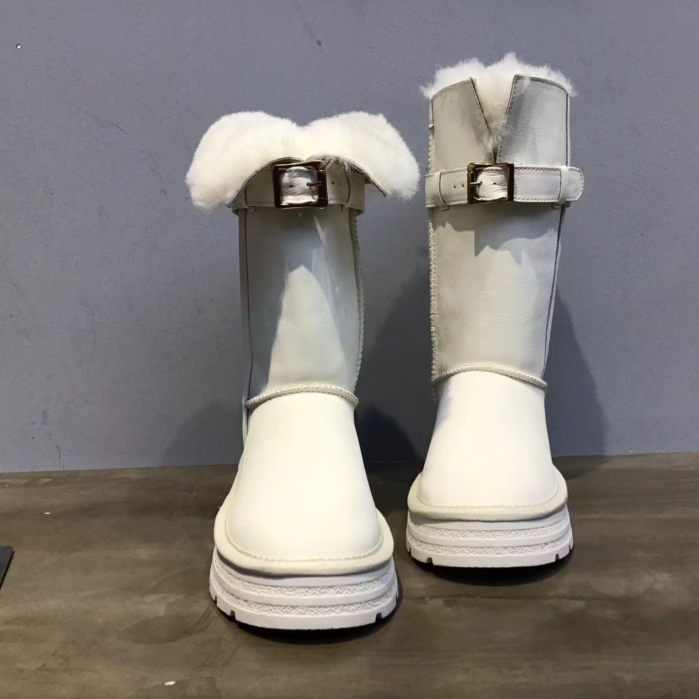 纯羊毛雪地靴女2025新款冬季厚底牛皮高筒棉鞋加绒加厚保暖长筒靴