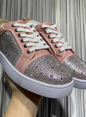 2025春秋新款CL铆钉红底男鞋系带水钻休闲运动板鞋网红爆款潮牌鞋