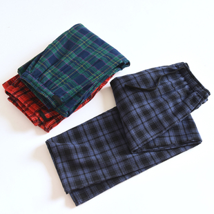 色织双口袋可外穿家居裤 春秋男女士纯棉睡裤 210 全棉家居长裤