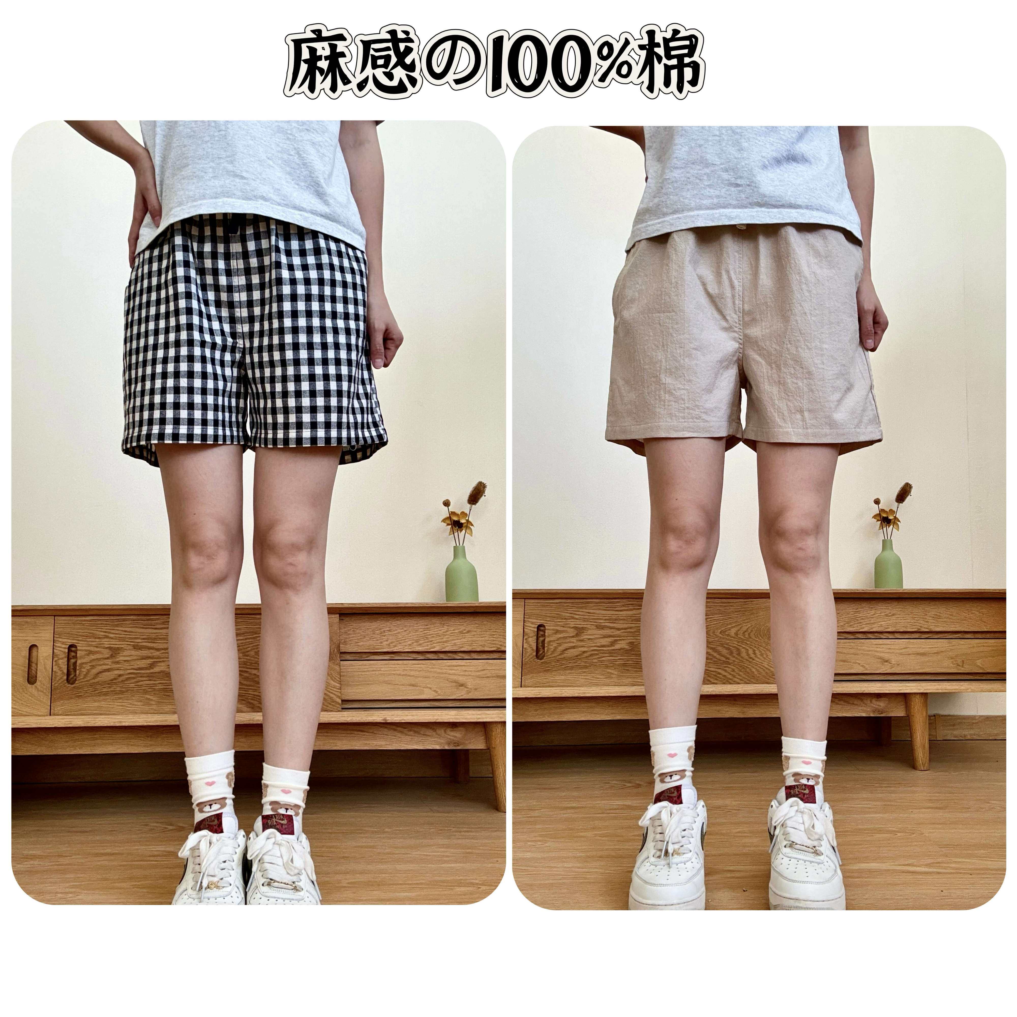女士夏季三分短裤休闲裤100%棉色织可外穿薄款短裤258