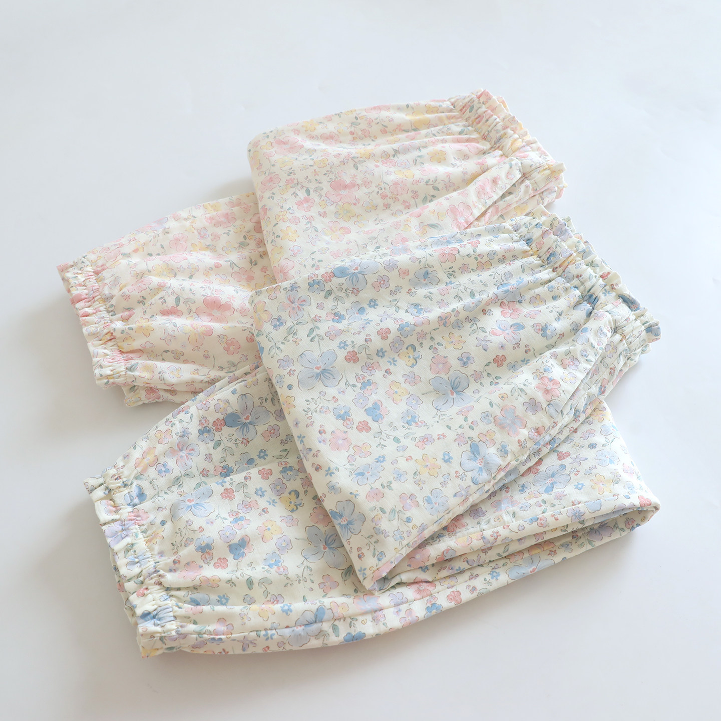 小清新花边家居裤夏季全棉双层纱甜美女士碎花睡裤双侧口袋368