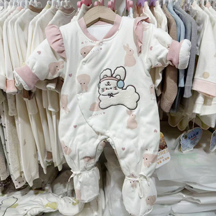 200g棉花婴儿中厚保暖可水洗棉衣宝宝冬季连体衣家居服纯棉爬服