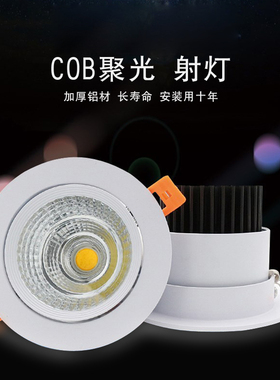 LED天花小射灯20304050w嵌入式筒灯家用客厅服装店吊顶背景牛眼灯