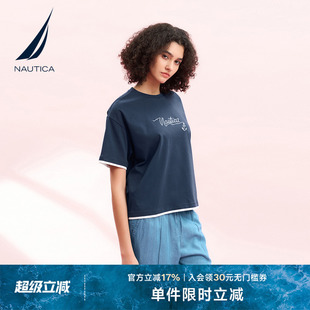 型亲肤舒适圆领短袖 NAUTICA 宽松版 诺帝卡女装 T恤31TO04 夏季