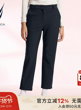 NAUTICA/诺帝卡女装基础款锦氨混纺舒适亲肤休闲长裤34PM15