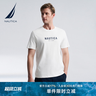 全棉汗布亲肤透气时尚 NAUTICA 短袖 诺帝卡男装 T恤 夏季