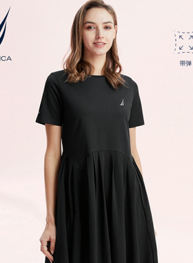 NAUTICA/诺帝卡女装夏季透气时尚气质显瘦短袖连衣裙22DB01