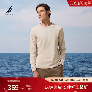 25秋冬圆领休闲长袖 诺帝卡男装 NAUTICA T恤TO5302 火山岩保暖