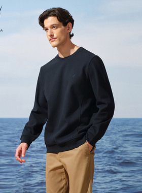 NAUTICA/诺帝卡男装25秋冬新品华夫格复合银狐绒圆领卫衣KO5402