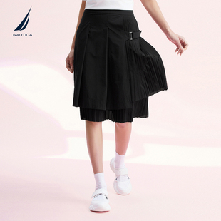NAUTICA/诺帝卡女装夏季气质百褶裙半身裙22DB04