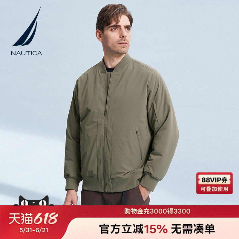NAUTICA/诺帝卡男装冬季登山呢透气休闲棒球夹克棉服JC3301