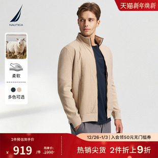 NAUTICA 秋冬羊毛混纺防风保暖拼接毛衣外套SO4305 诺帝卡男装