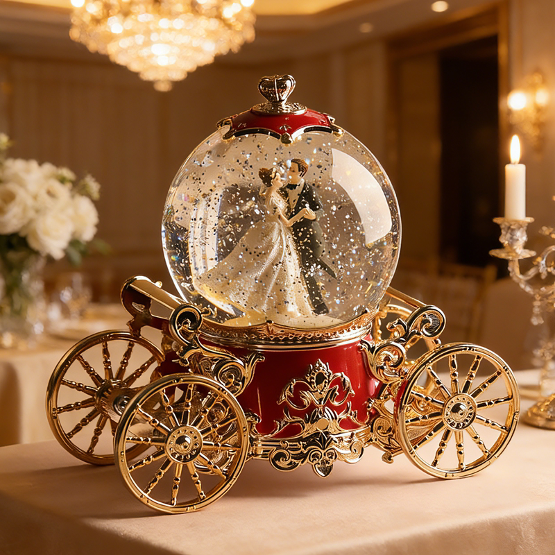 高档婚礼水晶球八音盒新婚订婚结婚礼物送新人音乐盒摆件新娘实用