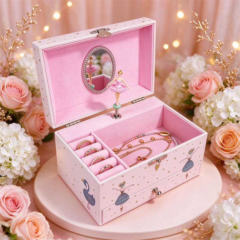 儿童八音盒首饰盒女生生日礼物天鹅芭蕾舞音乐盒小女孩收纳盒发条