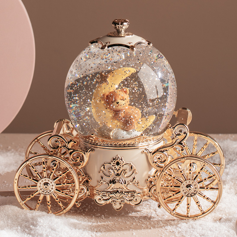 高档旋转飘雪礼物水晶球音乐盒