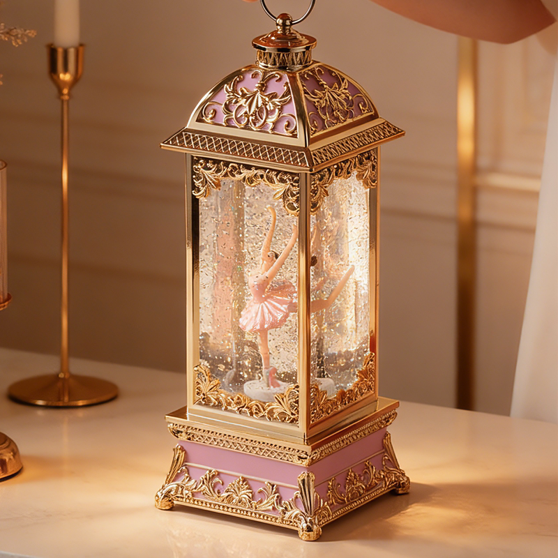 八音盒芭蕾舞女孩生日礼物水晶灯女生旋转水晶球音乐盒公主摆件