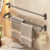 毛巾架卫生间免打孔壁挂浴室置物架毛巾单双杆厕所洗手间收纳挂架