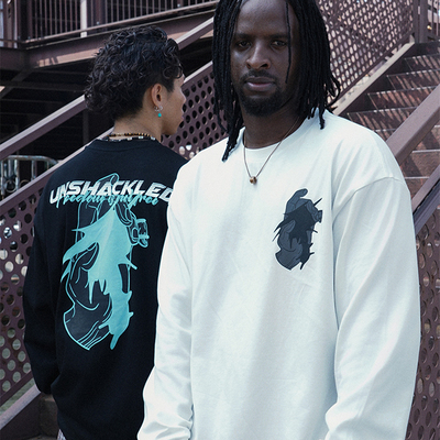UNSHACKLED拿捏长袖T恤卫衣百搭印花重磅纯棉宽松长款杨政
