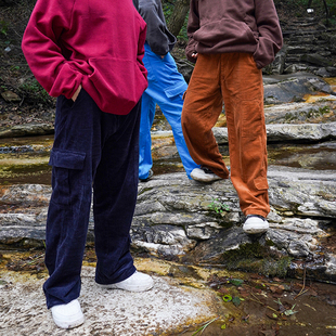 UNSHACKLED潮美式灯芯绒工装长裤男女秋冬重磅街头宽松休闲裤杨政