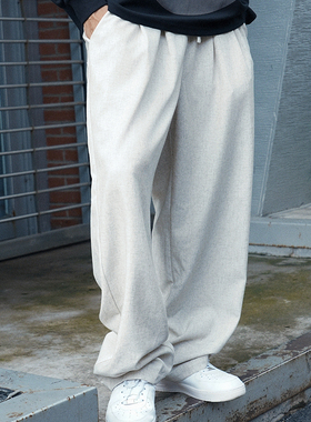 UNSHACKLED潮牌美式宽松垂感休闲裤秋季男慵懒风百搭亚麻长裤杨政