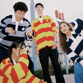 T恤杨政原创 男女宽松立领彩虹长袖 UNSHACKLED美式 珠地条纹POLO衫