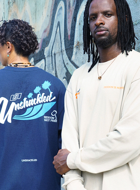 UNSHACKLED潮牌美式宽松赛道长袖T恤男截图纯棉圆领上衣杨政原创