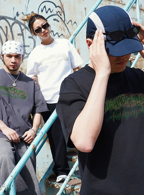 UNSHACKLED潮牌美式宽松笔记短袖男夏季纯棉圆领T恤杨政原创