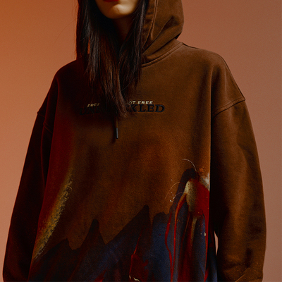 UNSHACKLED潮牌美式宽松火山帽衫男春季重磅长袖连帽卫衣杨政原创