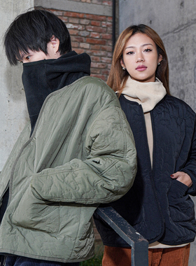 UNSHACKLED潮牌美式绗缝棉服男女冬季加绒保暖无领外套街头杨政