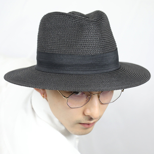 Popping街舞表演黑色白色男士礼帽舞台草帽女2023年专业舞蹈帽子