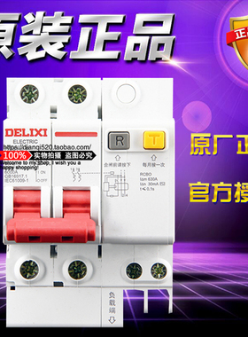 德力西DELIXI小型断路器 DZ47SLEN2D63 2P D63A 30mA 6KA漏电保护