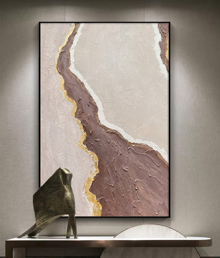 纯手绘立体肌理莫兰迪色彩艺术画