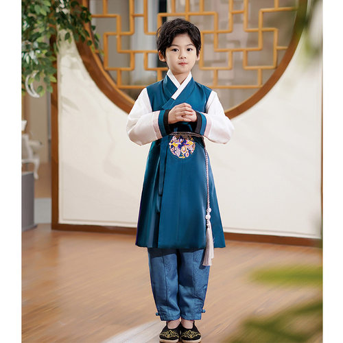 朝鲜族套装长款少数民族服装男童