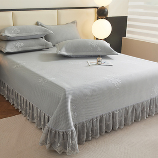 夏季 提花冰丝席可机洗空调软席子 A类凉感冰豆豆凉席三件套床盖款