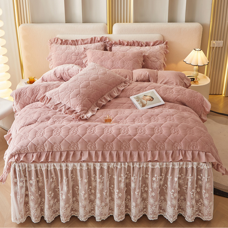 冬天加厚A类婴儿绒夹棉被套单件1.5m220x240保暖轻奢公主花边被罩