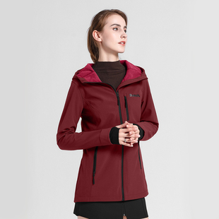 户外功能性防泼水透气防风抓绒女式 高档软壳冲锋衣速干保暖徒步