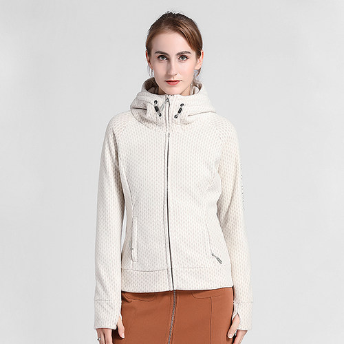 春秋高档软壳抓绒印花修身卫衣