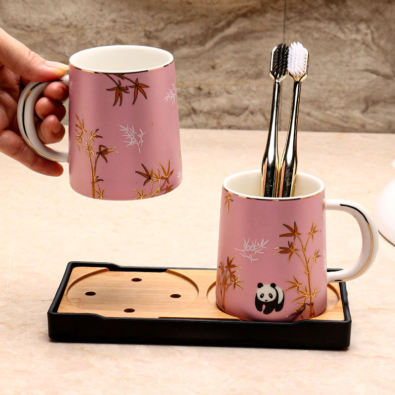 简约带底座漱口刷牙杯洗漱置物架套装家庭卫浴牙具牙刷收纳架子