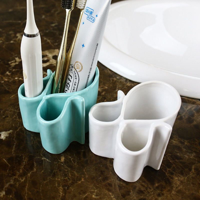 极简风陶瓷牙刷收纳置物架浴室洗漱台电动牙刷牙膏底座支架牙具座,家庭/个人清洁工具,牙刷架/牙具座,淘宝优惠券,粉丝福利购,淘宝优惠卷