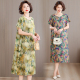 裙子 钱丽娜中老年妈妈装 中式 棉绸连衣裙女夏季 碎花洋气中长款 短袖
